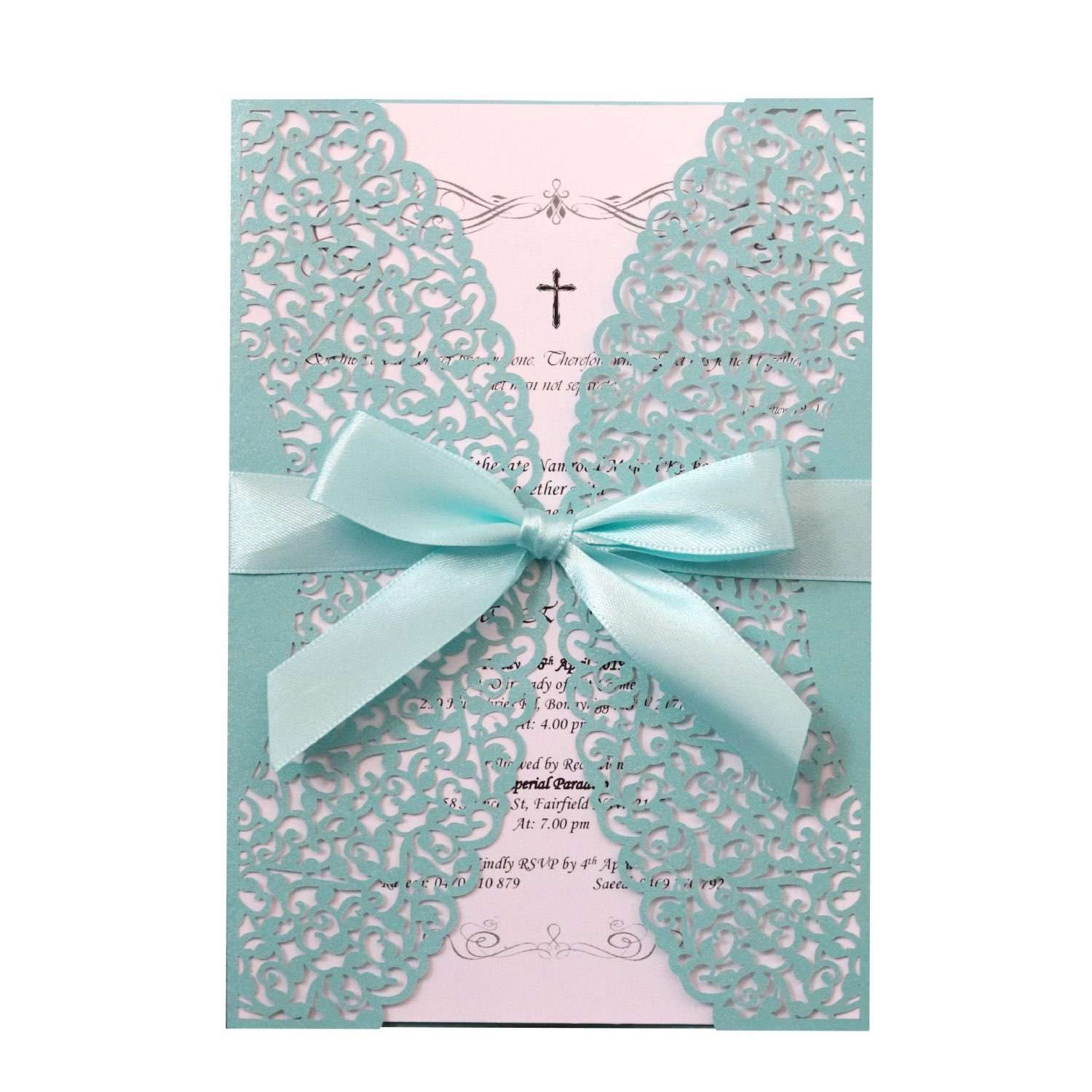 Wedding Invitation Card With Envelope Laser Cut Iridescent Paper